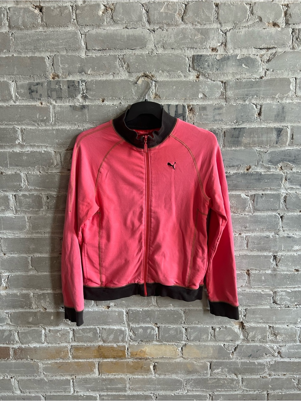 Vintage Puma Y2K Colorblock Zip Up Track Jacket Pink Brown Large